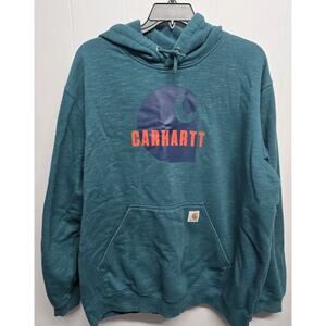 Carhartt Mens Loose Fit Spell Out Logo Graphic Sweatshirt‎ Hoodie Size 2XL